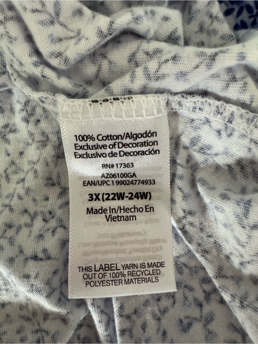 Blue Floral Cotton Cottagecore Lounge Dress Nightgown Plus Size 3X Pockets - Picture 6 of 6